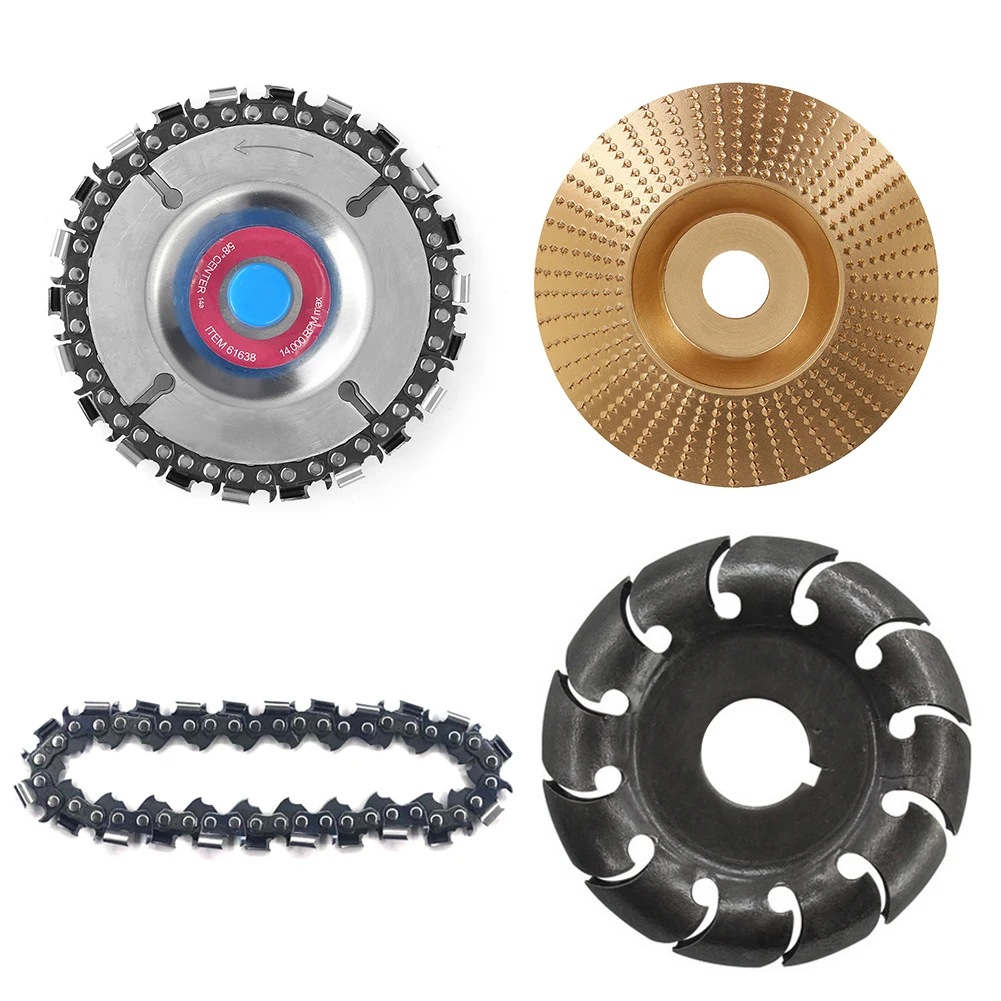 

4pcs Grinder Chain Disc Set Wood Angle Shaping Grinding Wheel with Chain