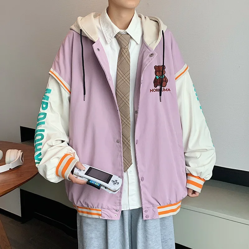 Модная двухсекционная куртка Illusion в корейском стиле мужская свободная с