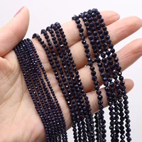 natural crystal stone beads round shape faceted blue sand stone charm for jewelry making necklace bracelet earrings