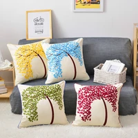 embroidery cushion cover life of tree cotton pillows cover decorative pillow case high quality embroidered cushion covers 45x45