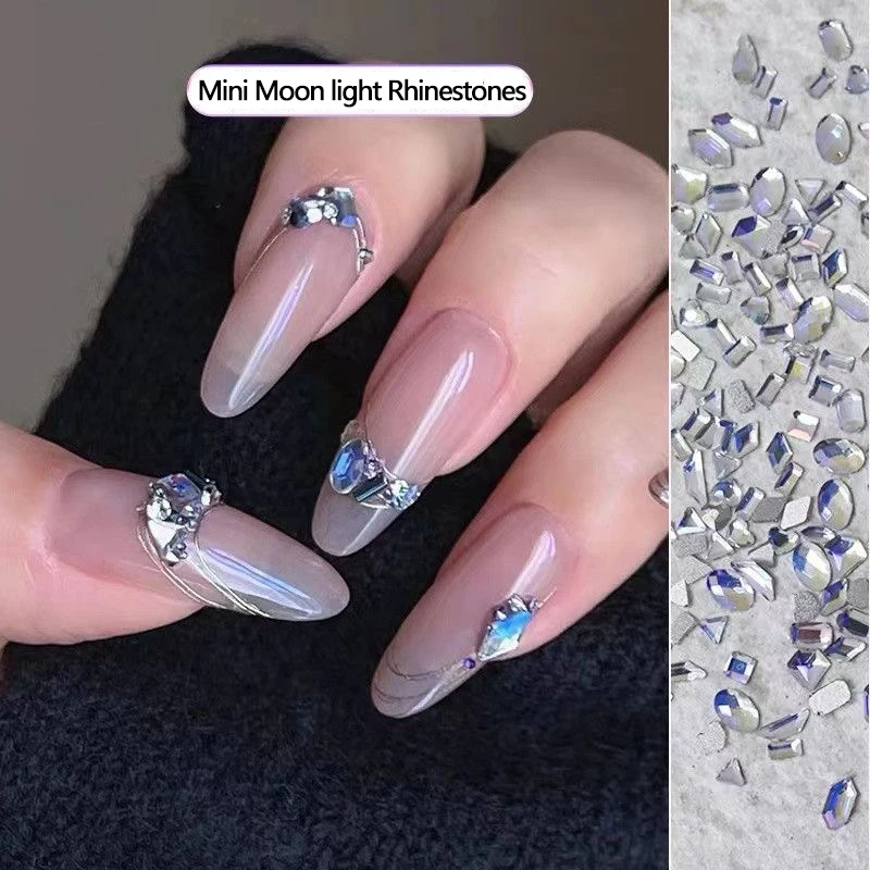 New Mini Moon Light Flat Back Nail Art Rhinestone Glass Crystal Apply To DIY Manicure Diamonds Accessories 30/100/500PCS