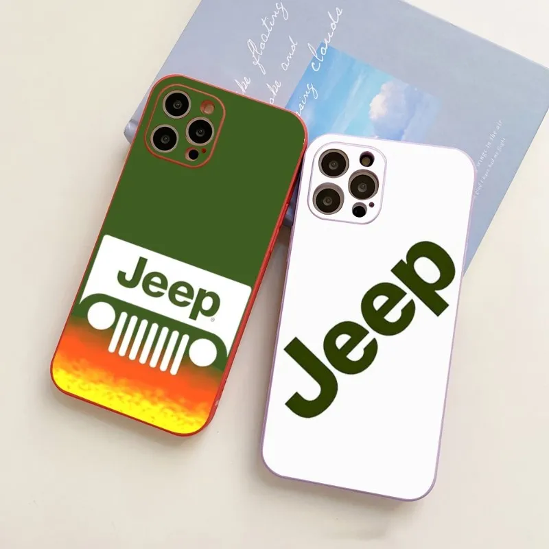 

Чехол для телефона с камуфляжным логотипом спортивного автомобиля Jeep, чехол карамельного цвета для IPhone 14, 12, 13, 11 Pro Max, Mini, X, XR, XS, Max 7, 8 Plus, силиконовый чехол