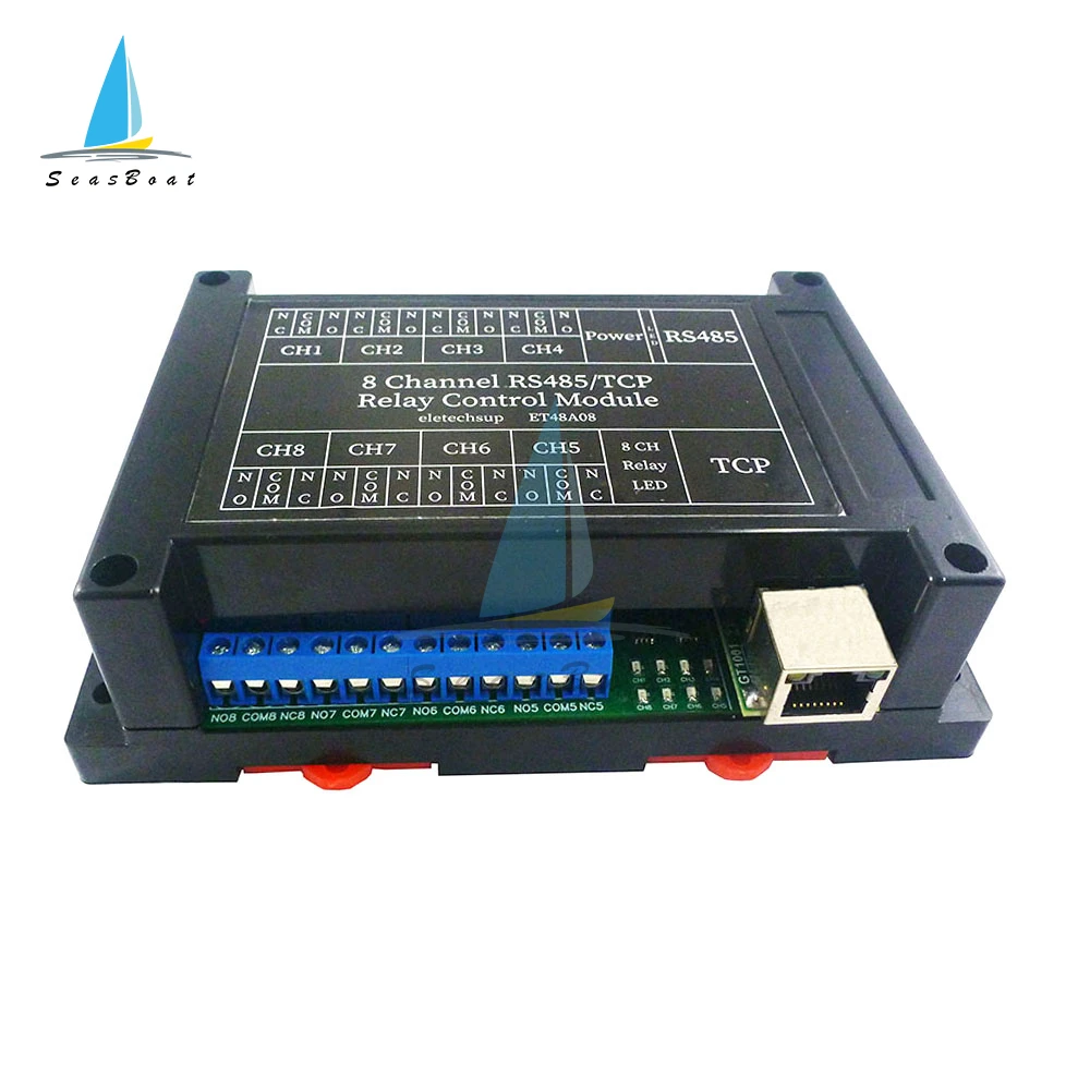DC 12V 8ch Ethernet Relay Network Switch RS485 Relay Module Modbus Slave RTU TCP/IP UART Network Controller Expansion Board