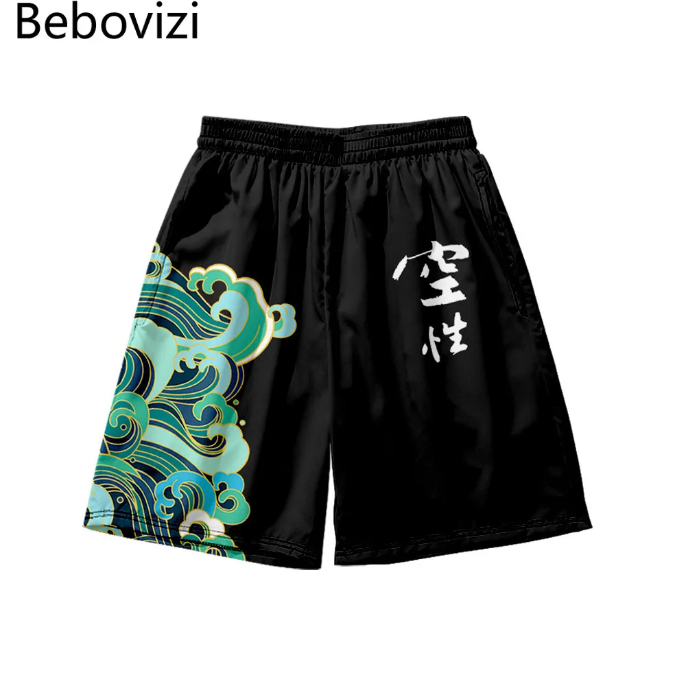 

Japanese Style Print Men Track Shorts Streetwear Casual Baggy Shorts Harajuku Beach Bermuda Masculina Joggers Shorts