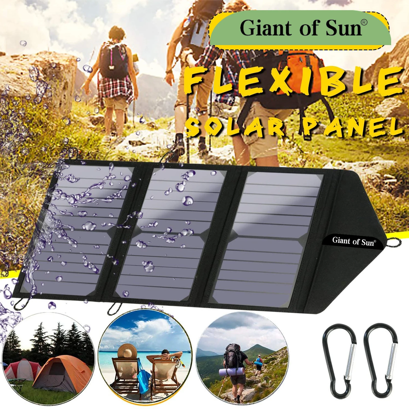 

30W Foldable Type-C DC USB QC3.0 Solar Panel Waterproof Camping Battery Charger Solar Panel for Laptop iPad