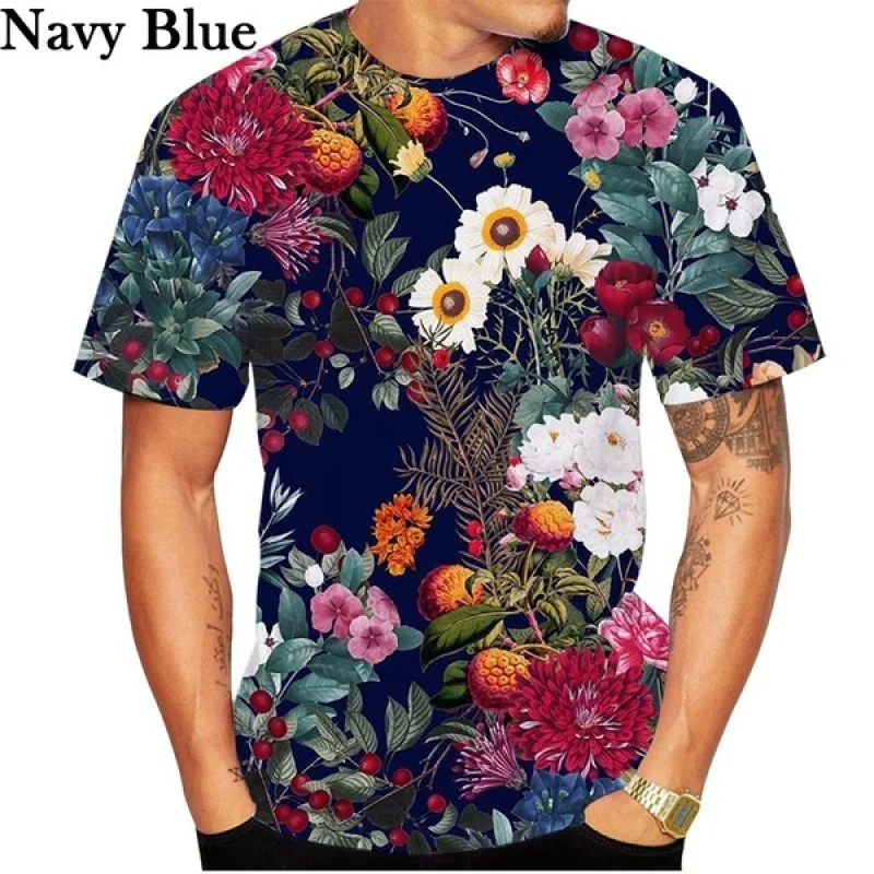 

Men 3D Printed Hawaiian Cute Flower Shirt Casual Short-sleeve Men Floral Print Shirt Beach T-shirt Tops XS-5XL