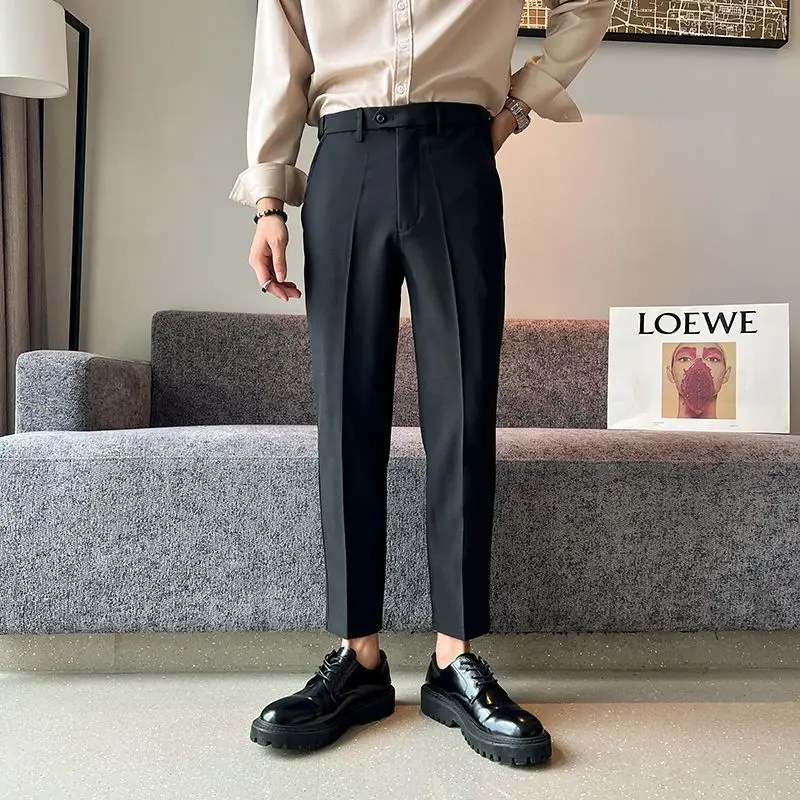 

New Spring Autumn Classic Style Work Stretch Pants Men Cotton Business Straight Fit Korea Style Casual Trousers Male Y10