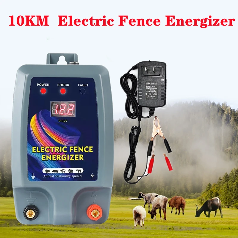 

10km electric shepherd breeding system ranch digital display electronic fence with Alarm for Cattle Sheep Pigs Dogs Animals