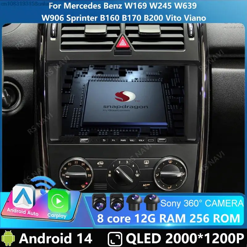9 'ɺndroid 14 для Benz B200 W169 W245 W639 Sprinter Viano GPS Carplay мультимедийный автомобильный