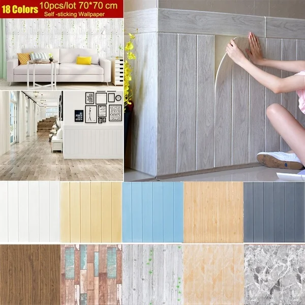 

18 Colors 3D Wallpaper Self Adhesive Woodr Grain Wall Sticker Soft Package Kindergarten Walls Decoration Waterproof Foam