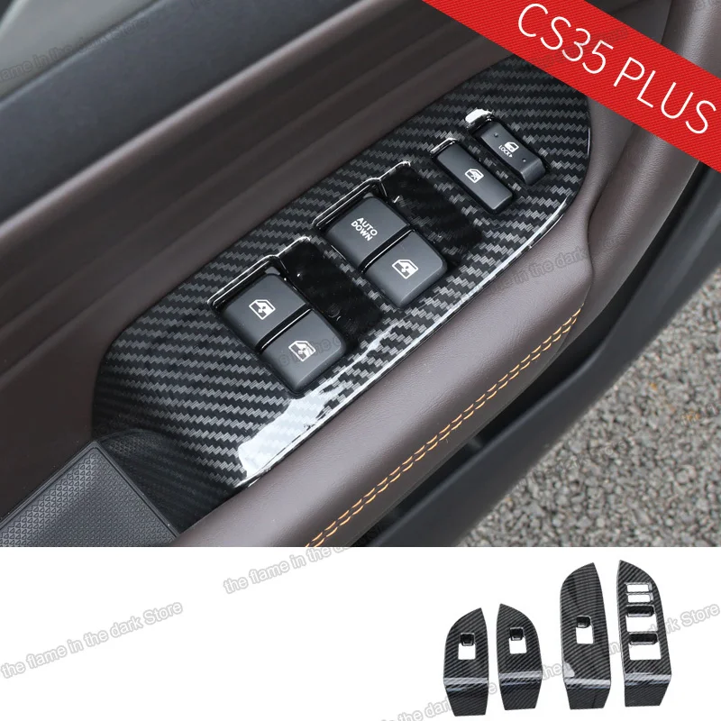 

carbon fiber for Changan Cs35 Plus Car Window switch control Panel Chrome Accessories 2018 2019 2020 2021 trims cs35plus 2022