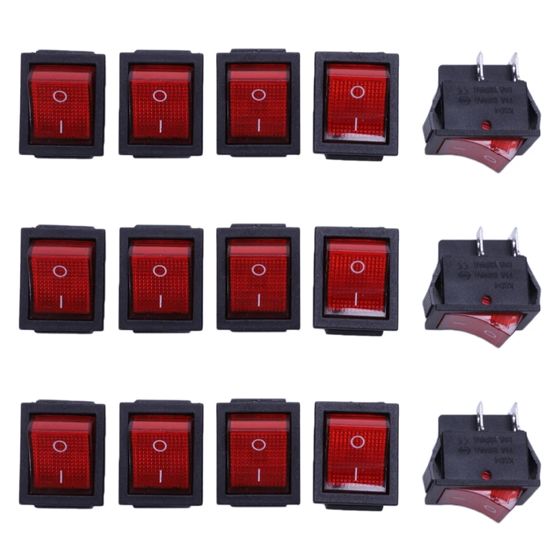 

15 X Red Illuminated Light On/Off DPST Boat Rocker Switch 16A/250V 20A/125V AC