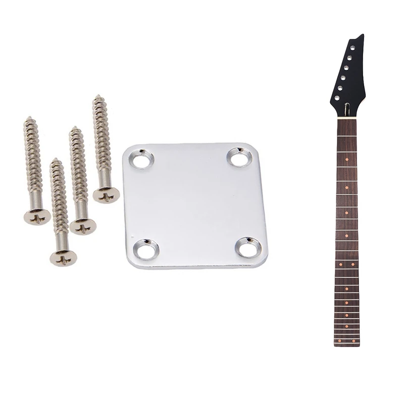 

New Hot 1 Set Electric Guitar Neck Plate With Screws & 1X 24 Frets New Replacement Maple Neck Rosewood Fretboard Fingerboard