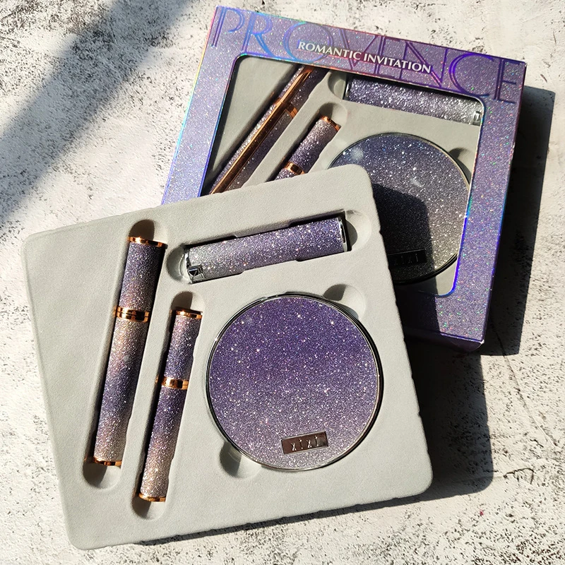 

12 Colors Heart Shape Eyeshadow Velvet Matte Lipstick Black Mascara Glitter Matte Eyeshadow Palette With Mirror Makeup Gift Set