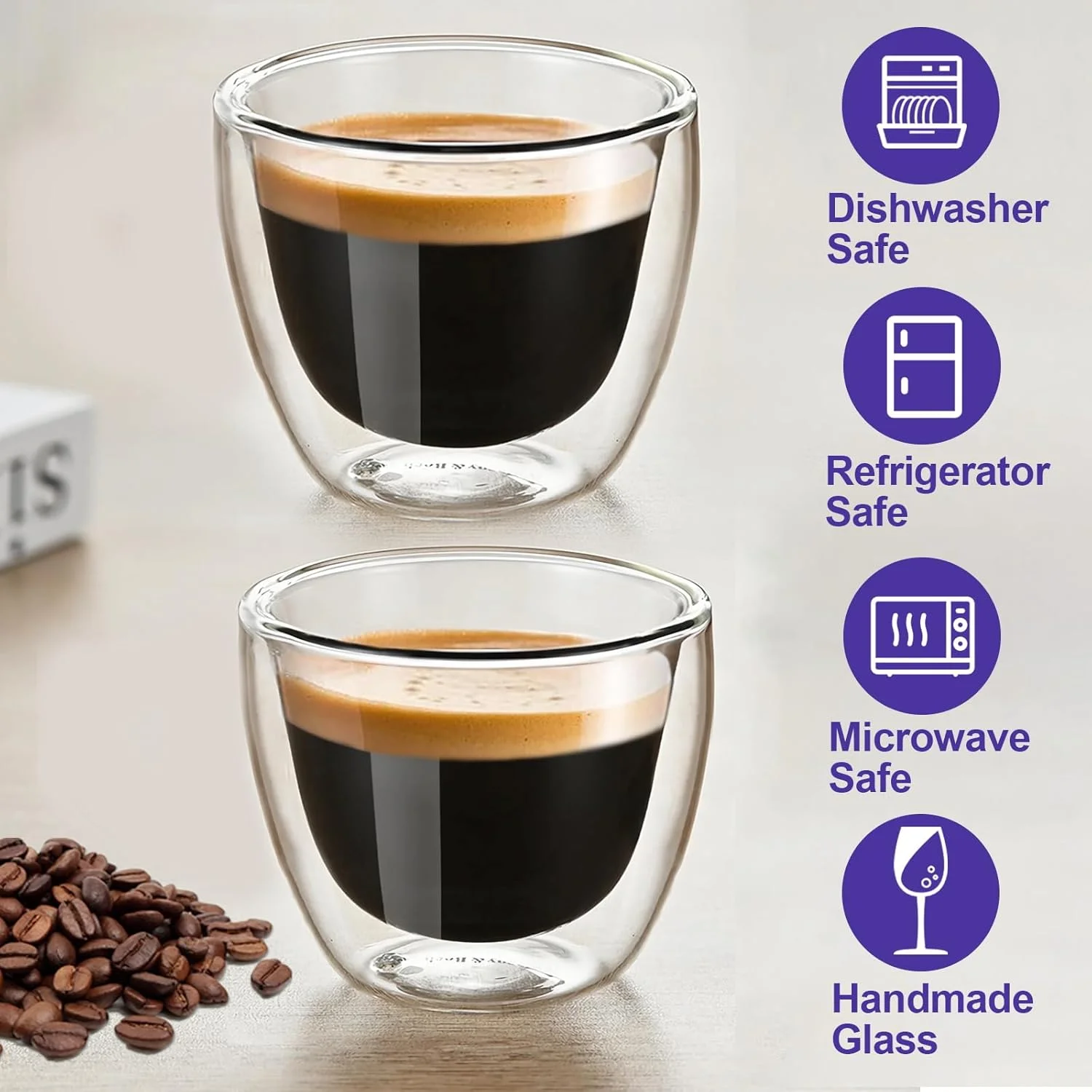 Чашки для эспрессо с двойными стенками (набор из 2 шт.) стеклянные кружки кофе Expresso