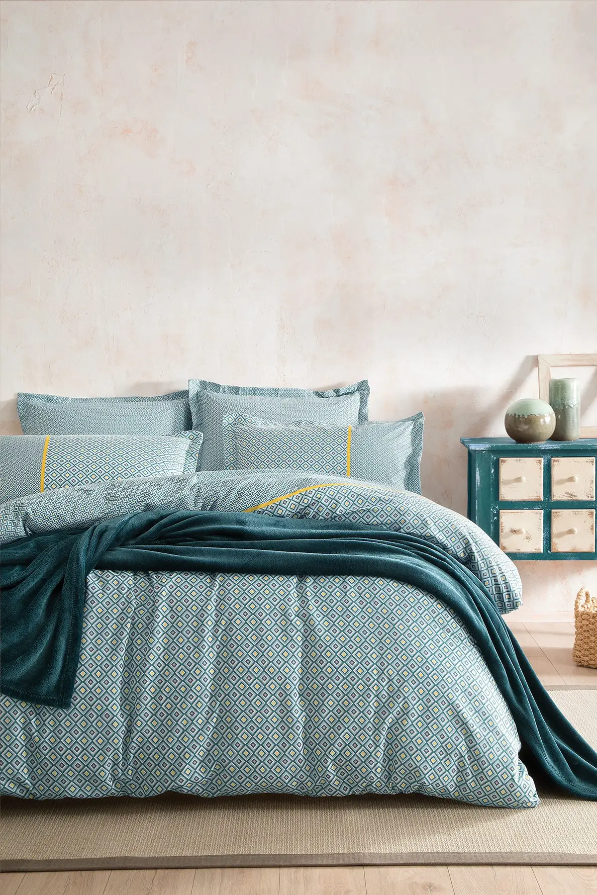 

Hilaris Double Personality Wellsoft Battaniyeli Duvet cover Set Cotton 200x220 Tubeless Blue Single Size Bed Room