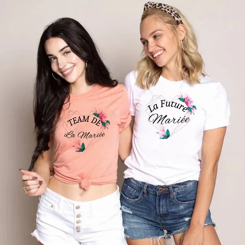 

Футболка с принтом La Future mariee, футболка для девичника, для свадьбы, вечеринки в душе, топ для подружки невесты, свадебный наряд, наряд
