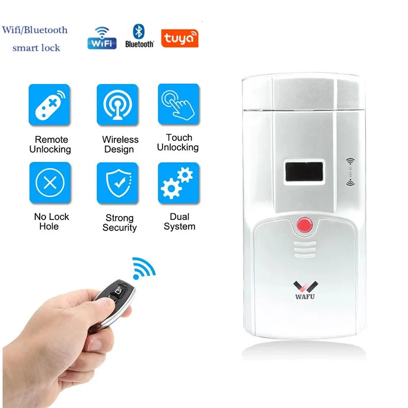 

Wafu 011 Wireless Door Lock Tuya Wifi Smart Lock Bluetooth Lock Electronic Remote Control Lock Phone Control Invisible Locks