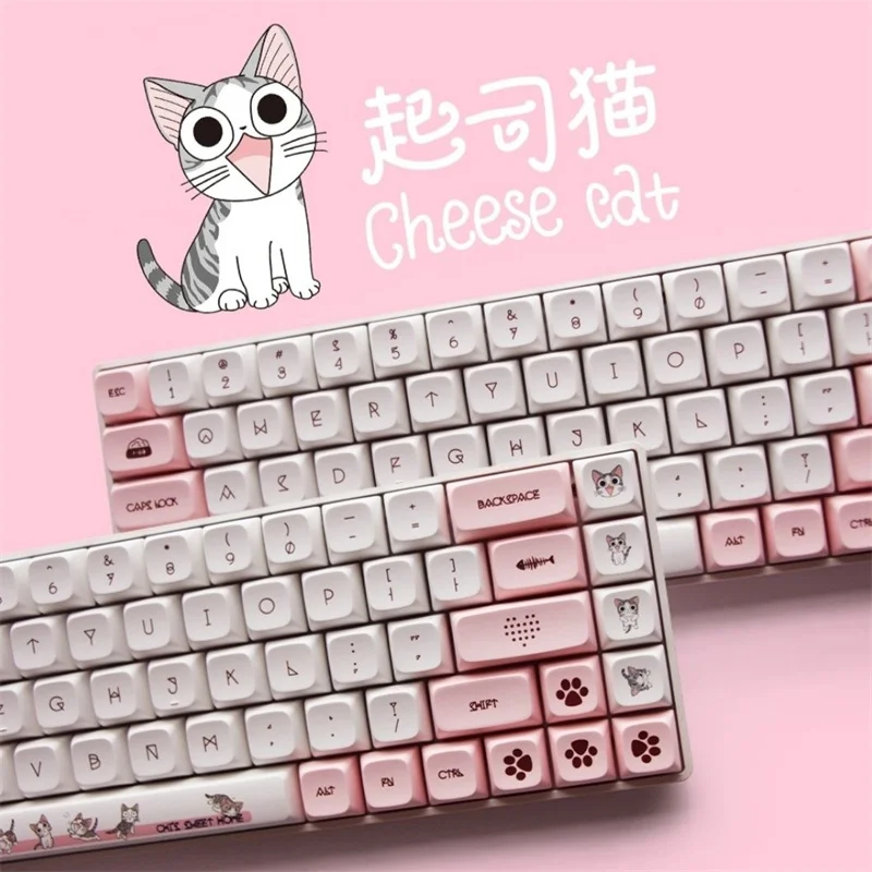 

Chis Cat PBT Key Cap XDA Profile 120 Keys Gamer Mechanical Keyboard Pink Sweet Cute Cat Paw Dye-subbed GMMK Pro TM680 Keycaps