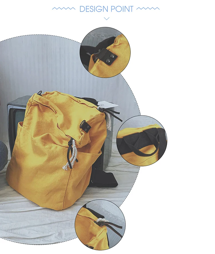 Simple Fashion Casual Backpack Solid Colour High Capacity Travel Backpack Laptop Canvas Women Backpack Teenage Girls School Bag