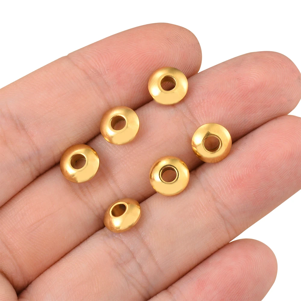 20-50pcs 4mm 6mm 8mm Stainless Steel Round Flat Rondelle Spacer Beads DIY Charms Abacus Bead for Jewelry Materials Accessories