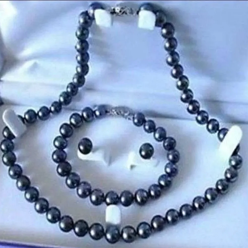 ГОРЯЧАЯ распродажа новый стиль настоящий 8-9 мм южное море AAA черный браслет с