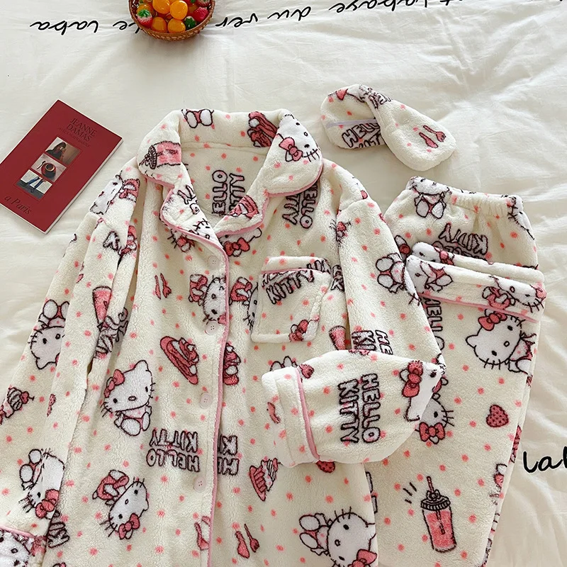 Женский пижамный комплект Sanrio Hello Kitty Pachacco осенне-зимняя утолщенная Теплая