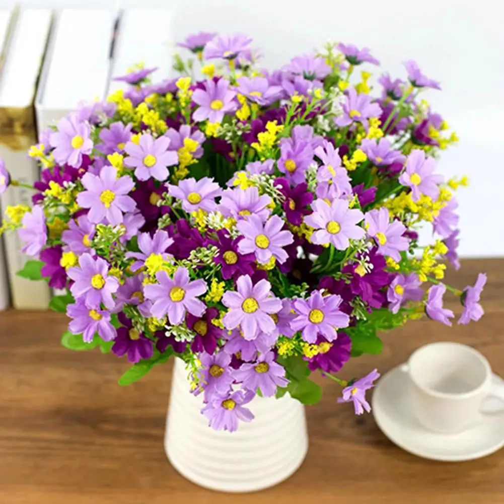 

1 Bouquet Artificial Flower Realistic 28 Heads Fake Chrysanthemum Bouquet False Flower Home Decoration for Wedding
