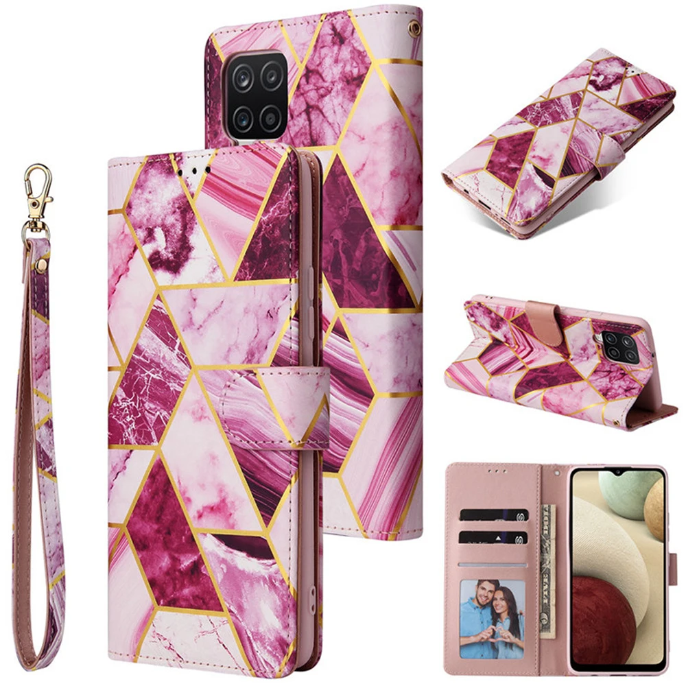 

M32 5G Marble Flip Wallet Case for Samsung Galaxy M12 M32 2021 Luxury Leather Card Holder Cover for Galaxy M22 Case M 12 32 Etui