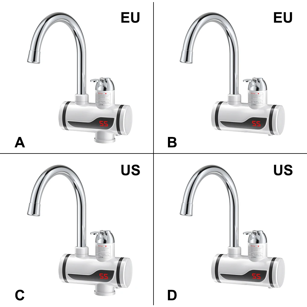 

Electric Faucet LED Tap Mixer Water Heater Mounted Sprayer Side Inlet US Plug