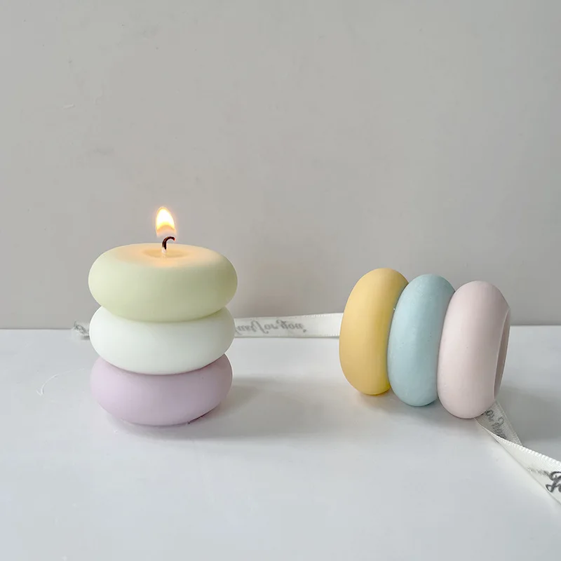 3 Layer Cylindrical Candle Silicone Mold DIY Handmade Art Disc Plaster Decoration Silicone Mold Home Party Gift