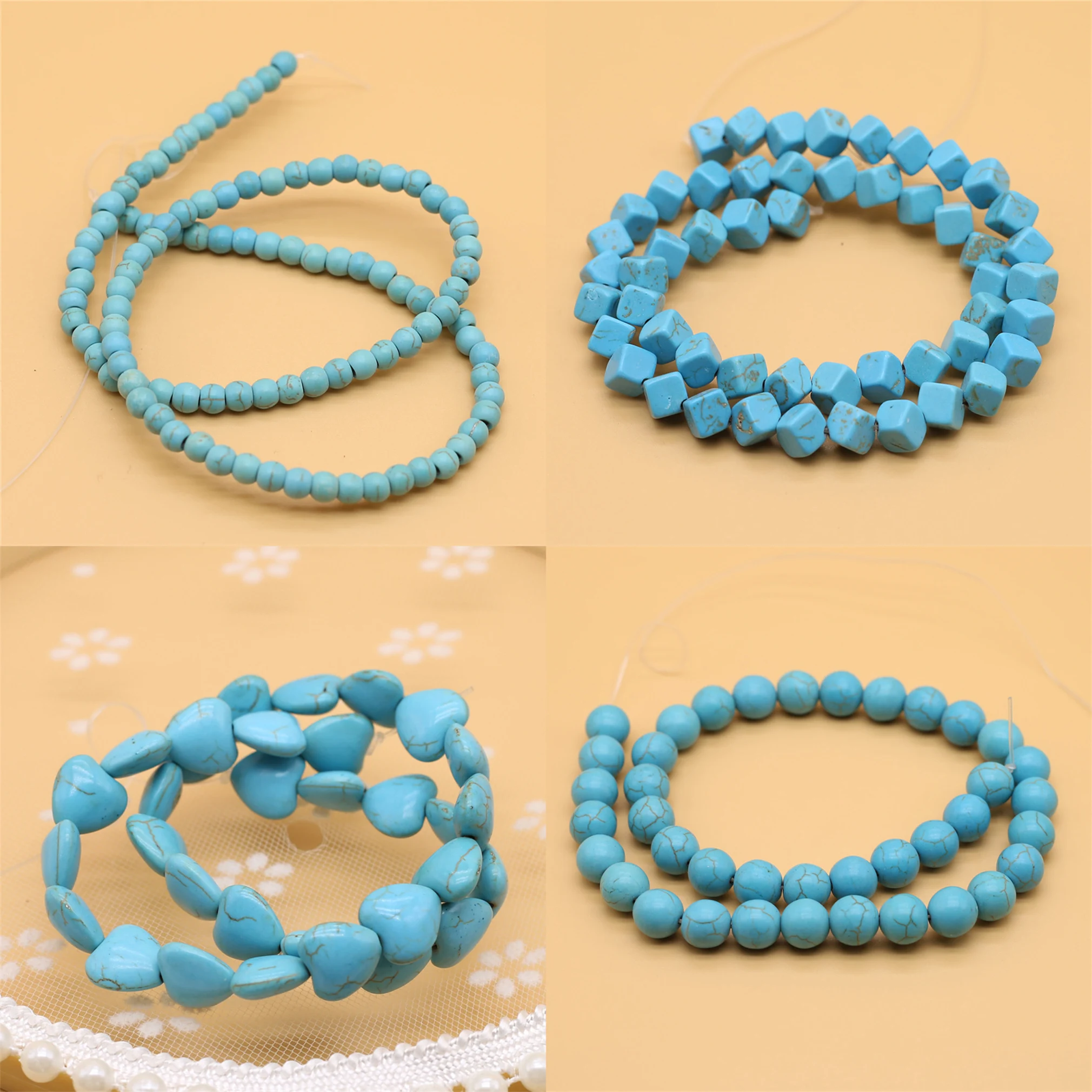 

_ Бусины из камня, круглые Квадратные бусины-разделители в форме сердца для изготовления браслетов и ожерелий своими руками, аксессуары для ...