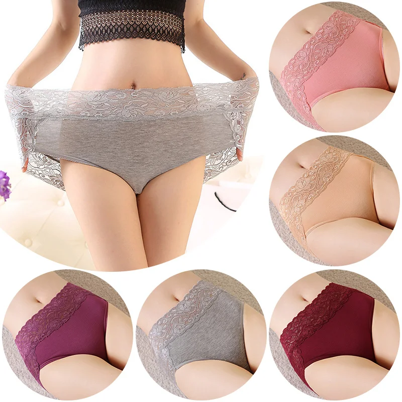

Women's Underwear Briefs Floral Lace High Waist Underpants Lingerie Panties Breathable Comfortable Soft Cotton Panties