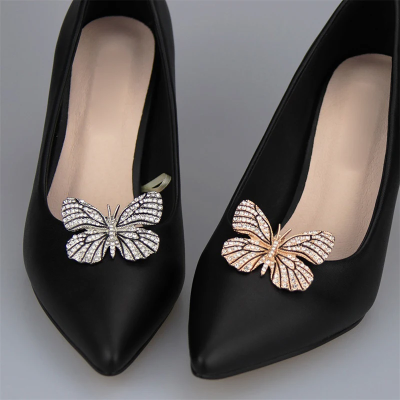 

Luxury Shiny Rhinestone Butterfly Shoe Decorations For Women Shoes Buckle Clips Bags Decoration Accessories