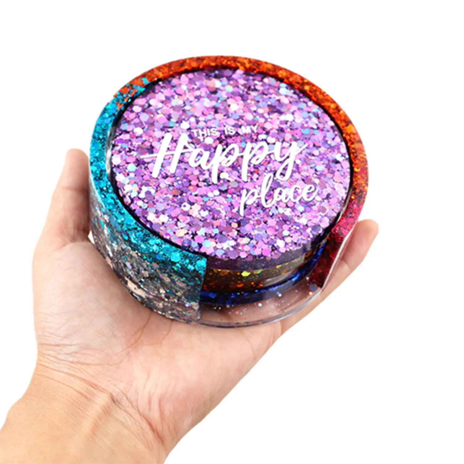 

English Letter Blessing Coaster Set Teacup Holder Mirror Silicone Mold DIY Crystal Epoxy Resin Mold