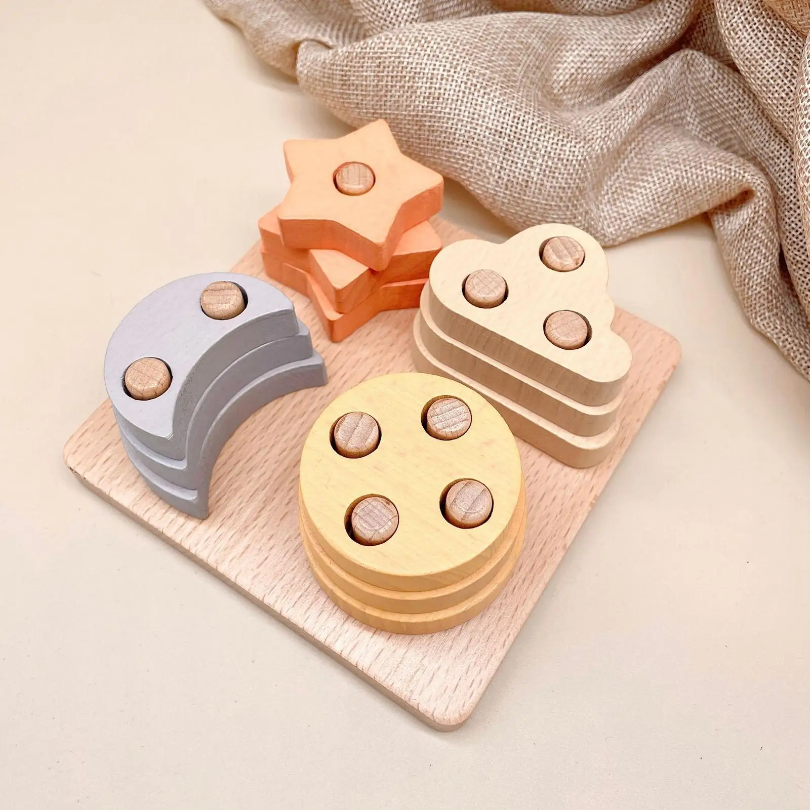 

Geometric Shapes Toys Stacking Nesting Building Blocks Toy for Games Kids