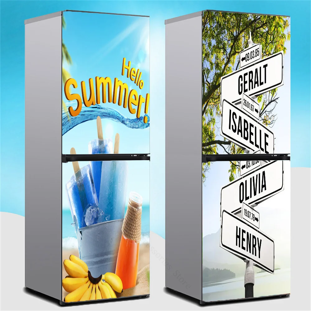 

Custom Fridge Sticker Closet DIY Self Adhesive Removable Waterproof Vinyl Sticker For Refrigerator Covering Full Door Wall Decal