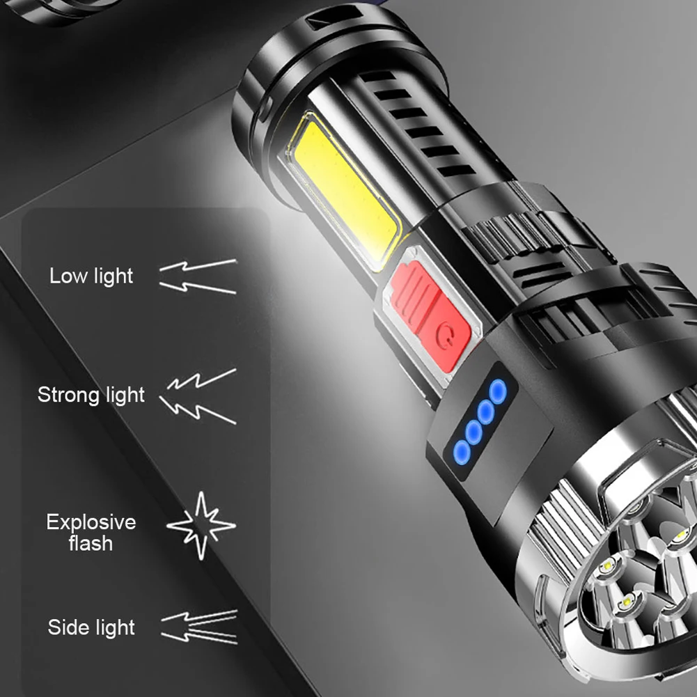 

Светодиодный + COB фонарик с Micro USB зарядкой, IPX4, водонепроницаемый фонарик для кемпинга и рыбалки, 1200 мАч, лм, 4 скорости, Уличное оборудование
