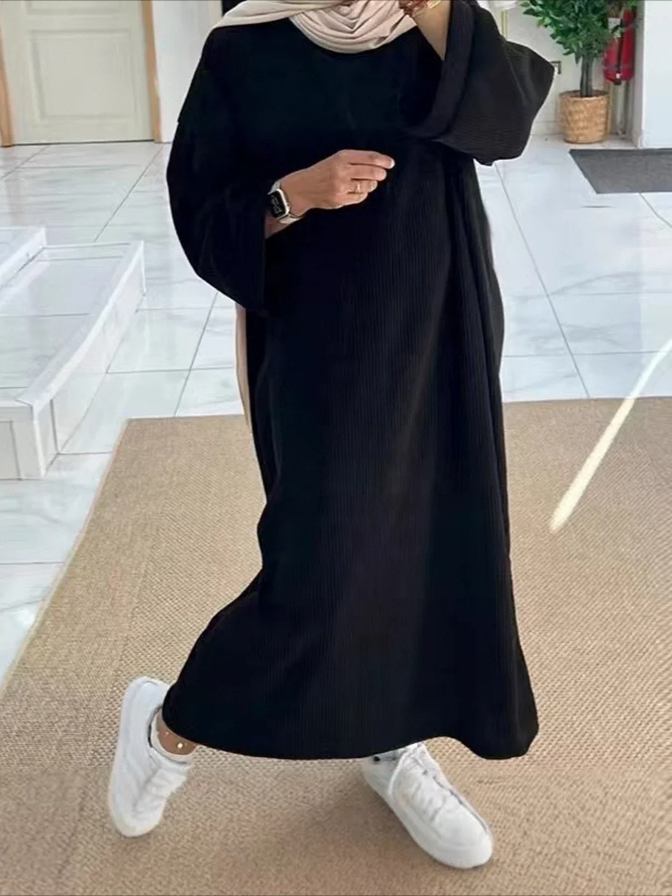 Фото Ид мусульманские женские скромные платья Рамадан Ислам Vestidos Джалабия Марокко Саудовская Аравия Абая Дубай Кафтан 2024 осень-зима халат №5