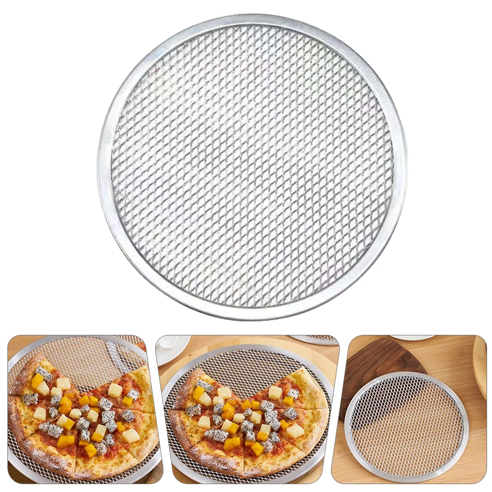 

Round Grill Pan Aluminum Pizza Non-sticky Plate Tray Mesh Baking Nonstick Sheets