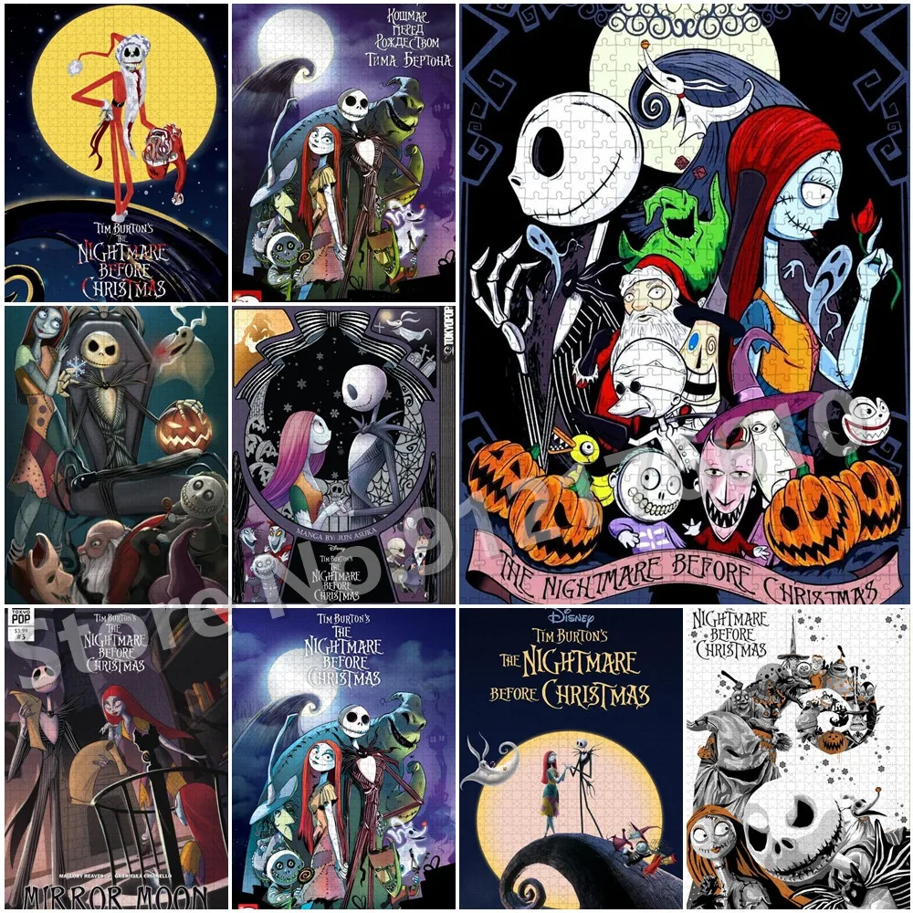 

Jigsaw Puzzles Disney Cartoon Animation 300/500/1000 Pieces The Nightmare Before Christmas Decompress Educational Puzzle Gifts