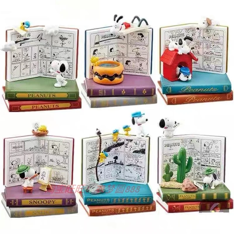 

Sanrio Snoopy Figures The World In The Book Anime Cartoon Pvc Action Figure Doll Ornaments for Children Toy Gifts for Kids