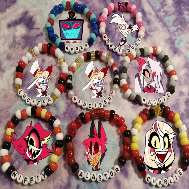 Фото Изготовленные на заказ браслеты Hellish hahaz1n Y2k Kandi в стиле демона, вдохновленные персонажем, ювелирные изделия ручной работы из бисера №1