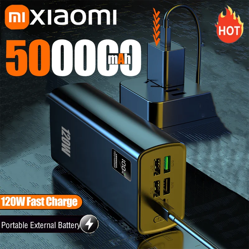 Фото Xiaomi 200000 мАч светодиодный цифровой дисплей Power Bank высокой емкости 120 Вт сверхбыстрая зарядка портативный внешний аккумулятор для IPhone новый №1