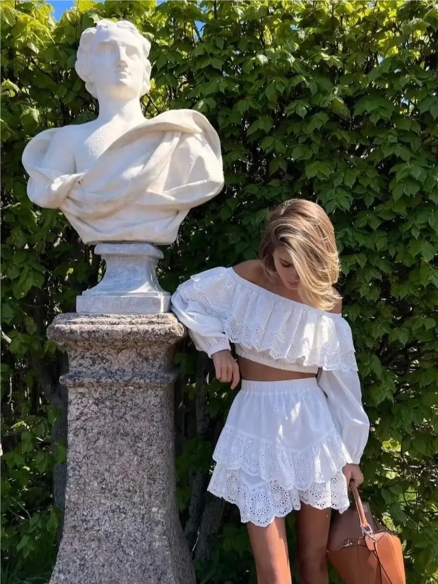 Женская мини-юбка с оборками