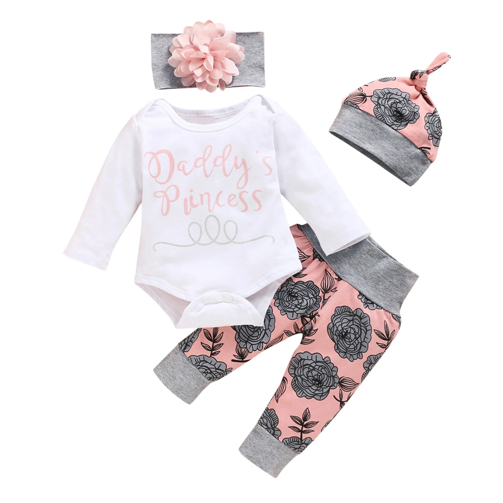 

Romper Infant Hat Outfits Set Girls Baby Headband Tops+ Clothes Letter Pants Toddler Girl Set Baby Girl Leggings 3-6 Months