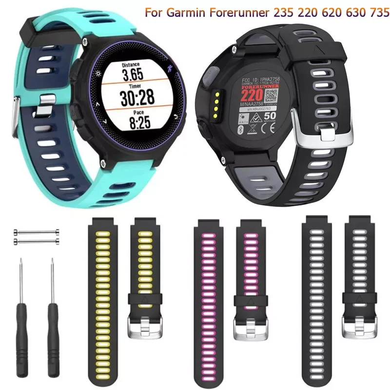 

Replacement Wristband Wrist strap For Garmin Forerunner 235 220 620 630 735 735XT Smartwatch fashio Silicone Watch Band Bracelet
