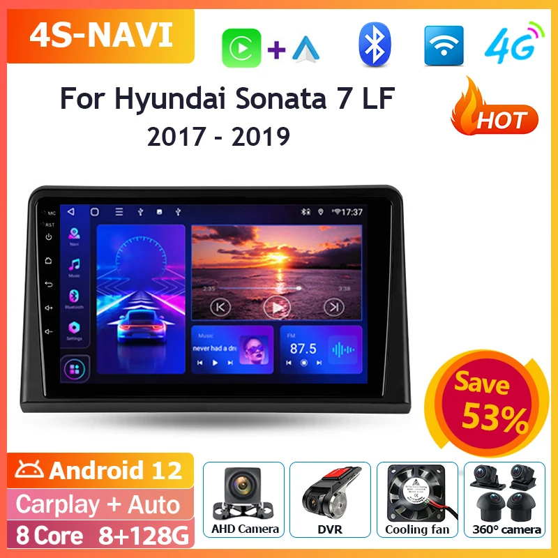 

Автомобильный радиоприемник Android 12 для Hyundai Sonata 7 LF 2017-2019, мультимедийный плеер с навигацией, GPS, головное устройство, беспроводной Carplay Bluetooth