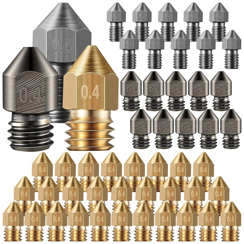 

48 шт., износостойкие форсунки Mk8 для экструдера 3D-принтера, 0,4 мм, 1,75 мм