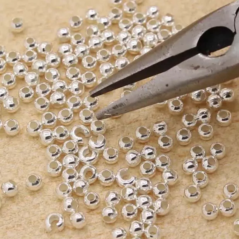 Подлинная реальная твердая зеркальная Серебряная шапочка для бусин s